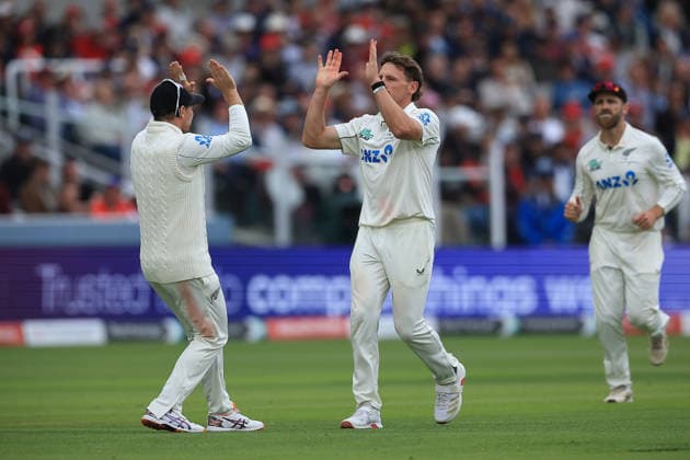 England v New Zealand, International Test Match 2026 WICKET CELEBRATION New Zealand All Rounder Nathan Smith removes England Opening Batter Emilio Gay (52) (Not in Picture) during the International Test Match 2026 match between England and New Zealand at Lord s Cricket Ground, St John s Wood, UK on 5 June 2026. St John s Wood Lord s Cricket Ground London UK Editorial use only , Copyright: xChrisxFoxwellx PSI-24332-0135