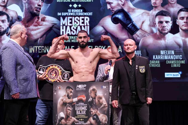 Boxing KUC Box Promotion, Waage, Falkensee, 05 06 2026 Internal German Championship Alen Rahimic GER Eduardo Bajak GER