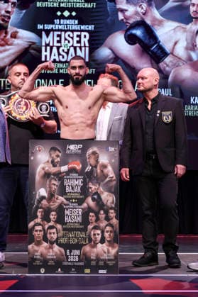 Boxing KUC Box Promotion, Waage, Falkensee, 05 06 2026 Internal German Championship Alen Rahimic GER Eduardo Bajak GER