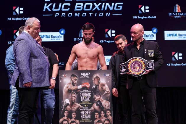Boxing KUC Box Promotion, Waage, Falkensee, 05 06 2026 Internal German Championship Hamsat Shadalov GER Kanan Huseynaliyev GER
