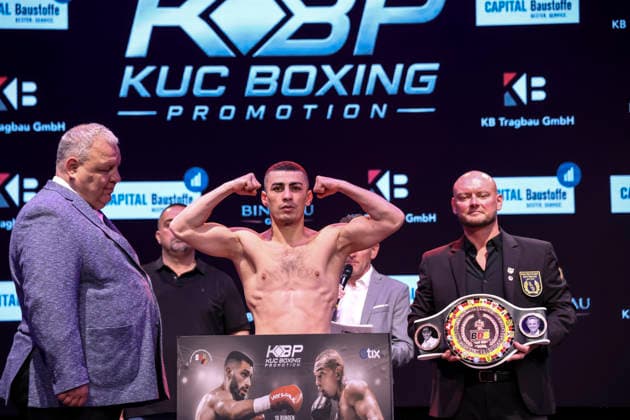 Boxing KUC Box Promotion, Waage, Falkensee, 05 06 2026 Internal German Championship Hamsat Shadalov GER Kanan Huseynaliyev GER