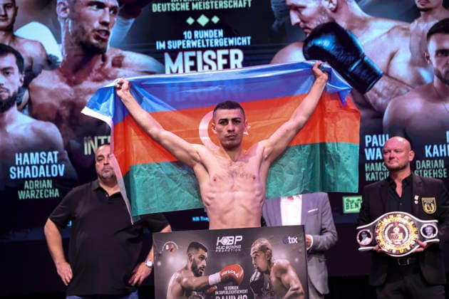 Boxing KUC Box Promotion, Waage, Falkensee, 05 06 2026 Internal German Championship Hamsat Shadalov GER Kanan Huseynaliyev GER