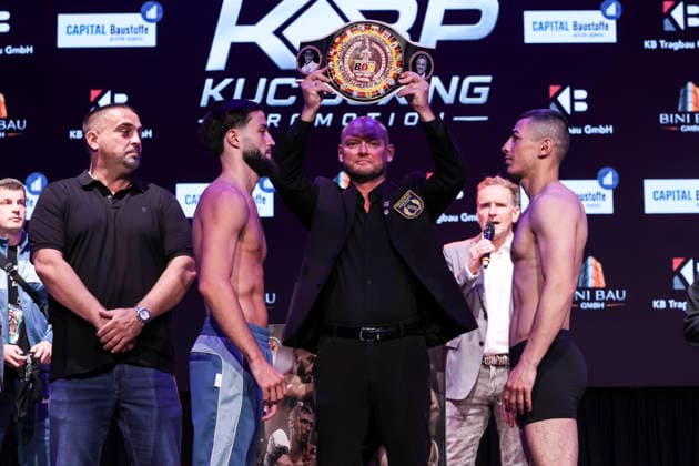 Boxing KUC Box Promotion, Waage, Falkensee, 05 06 2026 Internal German Championship Hamsat Shadalov GER Kanan Huseynaliyev GER