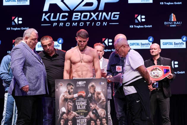 Boxing KUC Box Promotion, Waage, Falkensee, 05 06 2026 IBF European Championship Paul Wall GER Damiano Fascinelli ITA
