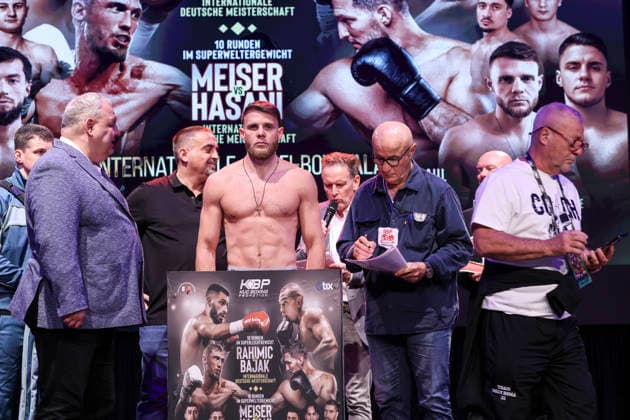 Boxing KUC Box Promotion, Waage, Falkensee, 05 06 2026 IBF European Championship Paul Wall GER Damiano Fascinelli ITA