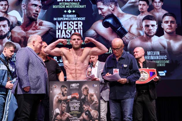 Boxing KUC Box Promotion, Waage, Falkensee, 05 06 2026 IBF European Championship Paul Wall GER Damiano Fascinelli ITA