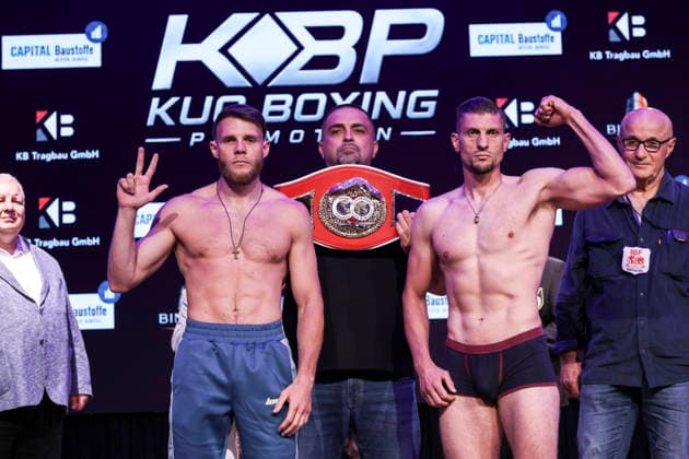 Boxing KUC Box Promotion, Waage, Falkensee, 05 06 2026 IBF European Championship Paul Wall GER Damiano Fascinelli ITA
