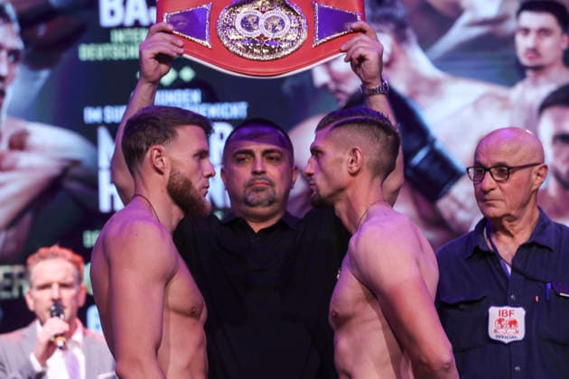 Boxing KUC Box Promotion, Waage, Falkensee, 05 06 2026 IBF European Championship Paul Wall GER Damiano Fascinelli ITA