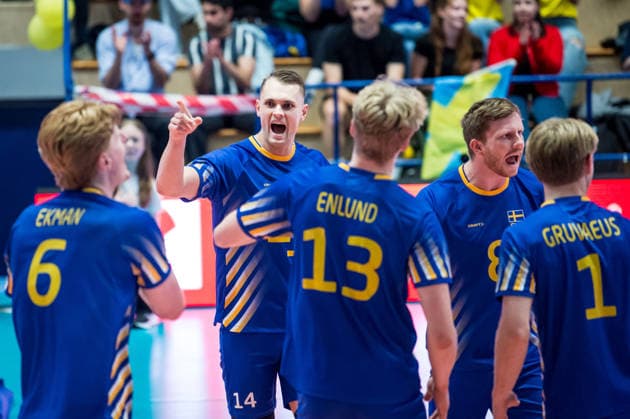 260605 Jacob Link of Sweden celebrating during the European League match between Greece and Sweden on June 5, 2026 in Lund Photo Christian Örnberg BILDBYRAN COP 166 CO0703 volleyball volleyball landslaget grekland sverige european league bbeng sweden greece bbauto jubel  Copyright: CHRISTIANxÖRNBERG BB260605CO005