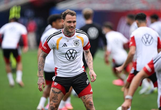 Soccer World Cup 2026 preparation Germany in Chicago 05 06 2026 Final training of the German national team at Solider Field Stadium before the test match against the USA David Raum at training