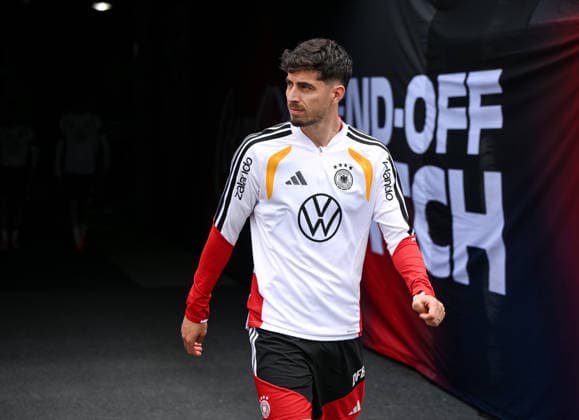 Soccer World Cup 2026 preparation Germany in Chicago 05 06 2026 Final training of the German national team at Solider Field Stadium before the test match against the USA Kai Havertz arrives at the stadium