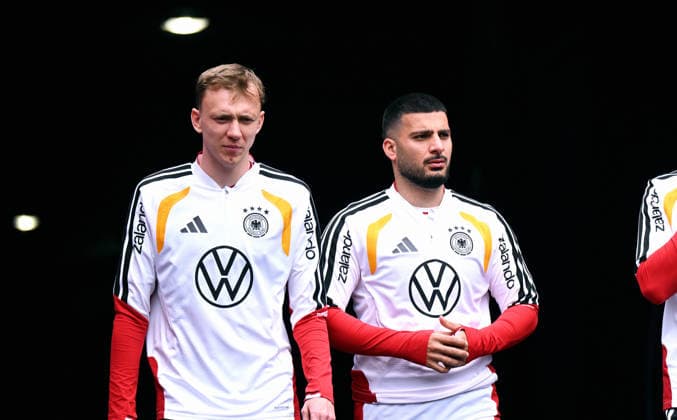 Football, international match, men, World Cup 2026, training of the German national team at Soldier Field, Chicago Maximilian Beier GER Deniz Undav GER