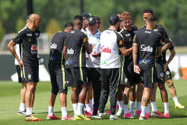 A Brazilian national football team player during a training session at the Columbia Park Training Facility Carlo Ancelotti of Brazilian national football team player during a training session at the Columbia Park Training Facility on June 5, 2026, in Morristown, New Jersey. The Brazilian team is preparing for the World Cup MORRISTOWN NJ UNITED STATES Copyright: xx