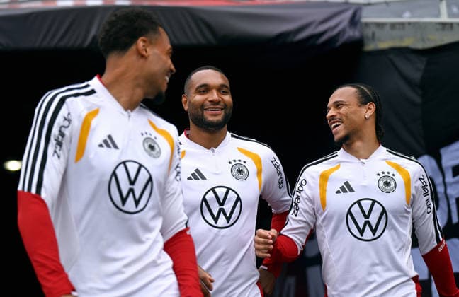 Football, international match, men, World Cup 2026, training of the German national team at Soldier Field, Chicago Felix Nmecha GER , Jonathan Tah GER , Leroy Sane GER