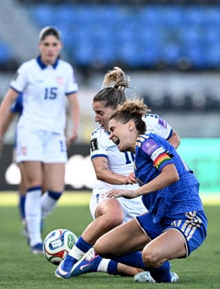 Mp Pisa 05 06 2026 - qualificazione Mondiali 2027 femminile Italia-Serbia foto Matteo Papini Image nella foto: Jelena Cankovic-Cristiana Girelli 
