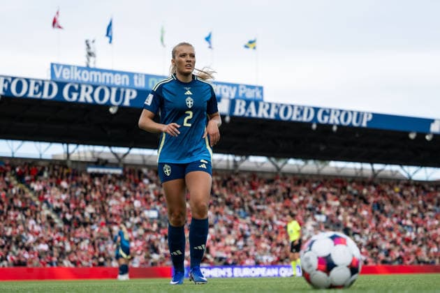 260605 Smilla Holmberg of Sweden during the FIFA Women™s World Cup Qualifier football match between Denmark and Sweden on June 5, 2026 in Odense Photo Ludvig Thunman BILDBYRAN code LT LT0798 fotboll football soccer fotball vm kval kval fifa womens world cup qualifier qualifier danmark sverige sweden denmark dam bbeng  Copyright: LUDVIGxTHUNMAN BB260605LT065