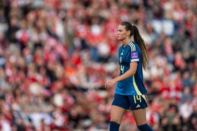 260605 Bella Andersson of Sweden during the FIFA Women™s World Cup Qualifier football match between Denmark and Sweden on June 5, 2026 in Odense Photo Ludvig Thunman BILDBYRAN code LT LT0798 fotboll football soccer fotball vm kval kval fifa womens world cup qualifier qualifier danmark sverige sweden denmark dam bbeng  Copyright: LUDVIGxTHUNMAN BB260605LT070