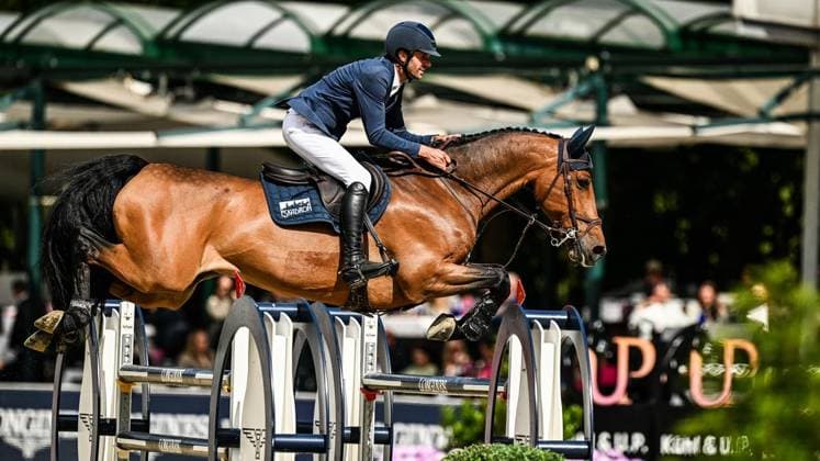 Balve Optimum on Friday, June 5, 2026 FOR EDITORIAL PURPOSES ONLY EDITORIAL USE ONLY p Christian Kukuk on HK Carrera at the Preis der Merkur Spielbanken CSI2 International show jumping competition on Friday, June 5, 2026 at the Balve Optimum in Balve Copyright SvenjaxHanusch Copyright: SvenjaxHanusch doc865qxvhpr51wuibmwcc ,EDITORIAL USE ONLY Copyright: SvenjaxHanusch
