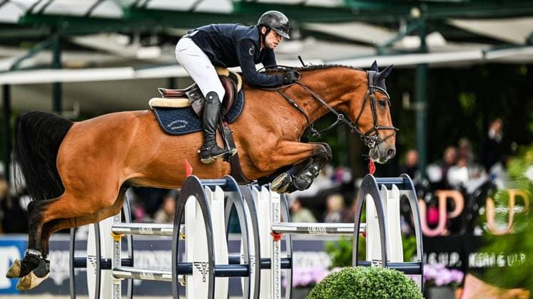 Balve Optimum on Friday, June 5, 2026 FOR EDITORIAL PURPOSES ONLY EDITORIAL USE ONLY p Kai Terhoeven Urselmans on Diabolo 585 at the Preis der Merkur Spielbanken CSI2 International show jumping competition on Friday, June 5, 2026 at the Balve Optimum in Balve Copyright SvenjaxHanusch Copyright: SvenjaxHanusch doc865qy3uwrtd1dcg6stab ,EDITORIAL USE ONLY Copyright: SvenjaxHanusch