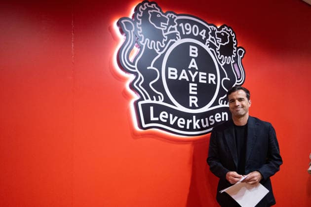Carles MARTINEZ, Martinez Novell, head coach, on the way to the press conference Presentation of Carles Martinez Novell as new coach of Bayer Leverkusen 05 06 2025 at the Bayarena Leverkusen, Â