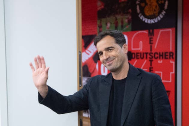 Carles MARTINEZ, Martinez Novell, head coach, on the way to the press conference Presentation of Carles Martinez Novell as new coach of Bayer Leverkusen 05 06 2025 at the Bayarena Leverkusen, Â