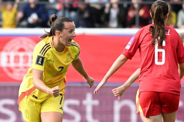 Belgium s Hannah Eurlings celebrates after scoring during a soccer game between Belgium s national women s team the Red Flames and Luxembourg, on Friday 05 June 2026 in Leuven, in the fifth of six games of the qualifiers for the 2027 FIFA Women s World Cup. JILLxDELSAUX  x176174638x
