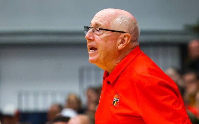 Belgium s head coach Mike Thibault gestures during a friendly basket game between Belgium s national team, Nationalteam Belgian Cats and Germany, on Friday 05 June 2026 in Vilvoorde. VIRGINIExLEFOUR  x176175202x