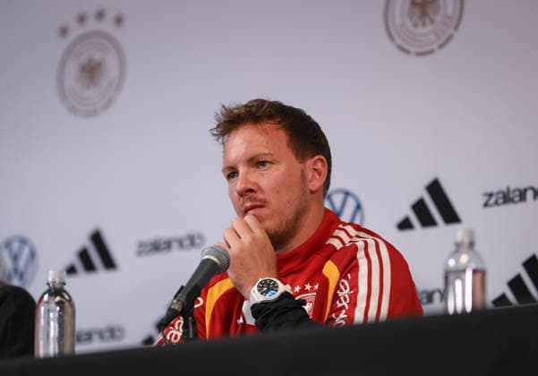 Soccer World Cup 2026 preparation Germany in Chicago 05 06 2026 Press conference of the German national team at Solider Field Stadium before the test match against the USA National coach Julian Nagelsmann