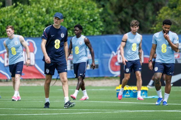 FIFA World Cup, WM, Weltmeisterschaft, Fussball 2026 preparations - England England s head coach Thomas Tuchel (C) leads a training session in Palm Beach Gardens, Florida, USA, 05 June 2026. England will play friendly soccer matches against New Zealand on 06 June and Costa Rica on 10 June. PALM BEACH GARDENS FLORIDA United States  Copyright: xCRISTOBALxHERRERA-ULASHKEVICHx