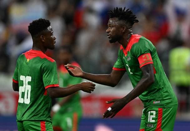 Russia Soccer Friendly Russia - Burkina Faso 9183382 05.06.2026 Burkina Faso s Arsene Kouassi, left, and Burkina Faso s Edmond Tapsoba talk during the friendly soccer match between Russia and Burkina Faso at Volgograd Arena stadium, in Volgograd, Russia. Maksim Blinov Sputnik Volgograd Russia  Copyright: xMaksimxBlinovx