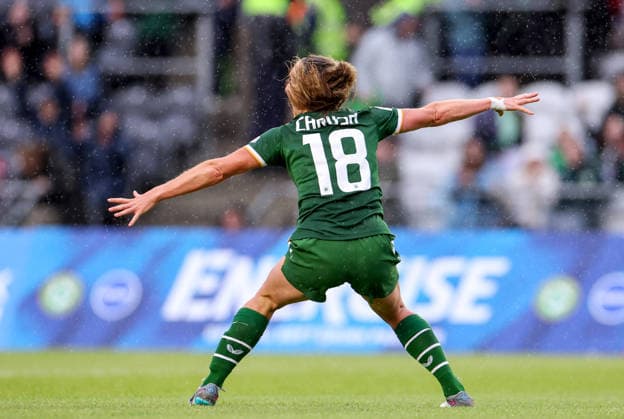 2027 FIFA Women s World Cup Qualifier, SuperValu Pairc Ui Chaoimh, Cork 5 6 2026 Republic of Ireland WNT vs The Netherlands Ireland s Kyra Carusa celebrates scoring her side™s first goal of the game Kyra Carusa celebrates scoring her side™s first goal of the game 5 6 2026  Copyright: x INPHO BenxBradyx BB3_0177