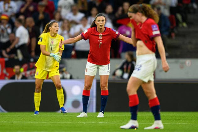 260605 Ingrid Engen of Norway looks dejected after 1 0 during the FIFA Women s World Cup Qualifier football match between Germany and Norway on June 5, 2026 in Cologne Photo Marius Simensen BILDBYRAN COP 238 MM0069 bbeng fotball soccer football fotboll fifa world cup qualifiers vm kvalifisering kvinner vm kvalik landskamp dam norge norway germany tyskland jubel  Copyright: MARIUSxSIMENSEN BB260605BB856