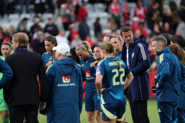 ODENSE, DENMARK 20260605 Sweden is depressed after the loss in Fridays Womens World Cup 2027 qualifier between Denmark and Sweden at Odense Stadium ODENSE DENMARK x9200x  Copyright: xAdamxIhse TTx VM-KVAL DANMARK-SVERIGE