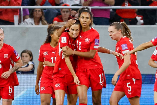 Goal celebration Switzerland at 6 1 by Riola Xhemaili Switzerland, 07 , Switzerland, Football, World Cup Qualification Europe Women, Matchday 5, 2026, Switzerland vs Malta, 05 06 2026, Lugano AIL Arena Switzerland Copyright: xGrantxHubbsx