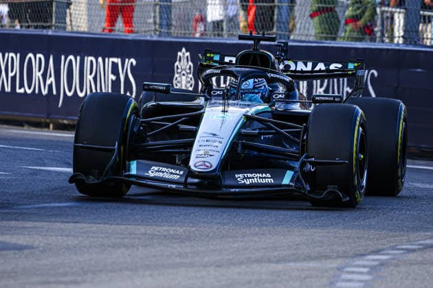 IPA85364896 - (63) George Russell (GBR) - Mercedes-AMG PETRONAS F1 Team - Mercedes W17 - Mercedes E Performance during the Practice 2 of Formula 1 Grand Prix de Monaco 2026 at Circuit de Monaco in Monte Carlo, Monaco. Round 8 of the 2026 FIA Formula One World Championship, WM, Weltmeisterschaft held June 5-7, 2026. The iconic Circuit de Monaco, the jewel of the Formula 1 calendar, winds through the narrow streets of Monte Carlo in the Principality of Monaco.  Copyright: xAlessioxDexMarco IPAxSportx xx 85364896