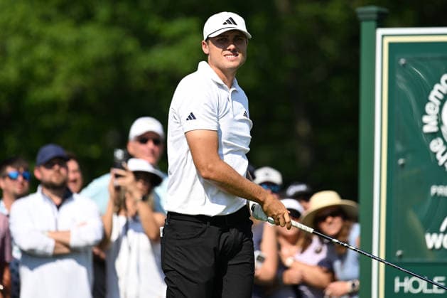 June 5, 2026: Ludvig Aberg (SWE) tees off of the 1st tee during the second round of the Memorial Tournament in Dublin, Ohio. Cal Media PGA, Golf Herren 2026: The Memorial Tournament Second Round JUN 5  - ZUMAc04_ 20260605_zma_c04_018 Copyright: xBrentxClarkx
