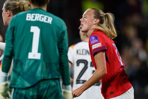 260605 Synne Jensen of Norway looks dejected during the FIFA Women s World Cup Qualifier football match between Germany and Norway on June 5, 2026 in Cologne Photo Marius Simensen BILDBYRAN COP 238 MM0069 bbeng fotball soccer football fotboll fifa world cup qualifiers vm kvalifisering kvinner vm kvalik landskamp dam norge norway germany tyskland depp  Copyright: MARIUSxSIMENSEN BB260605ZF011