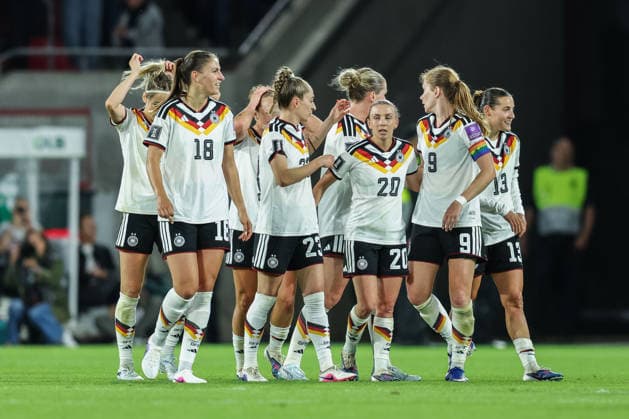 Soccer Womens World Cup Qualification Germany Norway on 05 06 2026 at RheinEnergieStadion in Cologne Germany celebrates qualification for the World Cup DFB regulations prohibit any use of photographs as image sequences and or quasi video xJRx