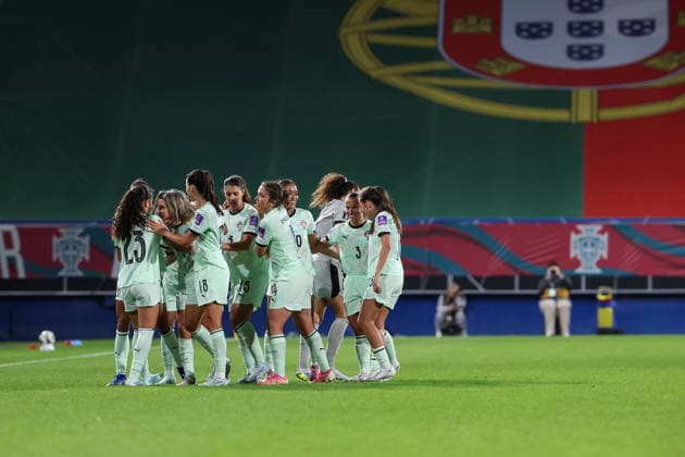 Portugal Celebrate the Goal during the FIFA Women s World Cup Brazil 2027 Qualifiers League B, Group B3 Matchday 5 match between Portugal and Latvia at Estadio Antonio Coimbra da Mota on June 5, 2026, in Estoril, Portugal Copyright: JoaquimxFerreira
