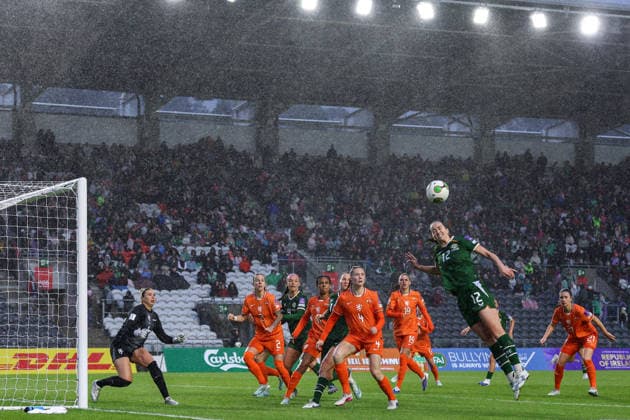 2027 FIFA Women s World Cup Qualifier, SuperValu Pairc Ui Chaoimh, Cork 5 6 2026 Republic of Ireland WNT vs The Netherlands Ireland s Anna Patten on the ball Anna Patten on the ball 5 6 2026  Copyright: x INPHO BenxBradyx BB2_1867