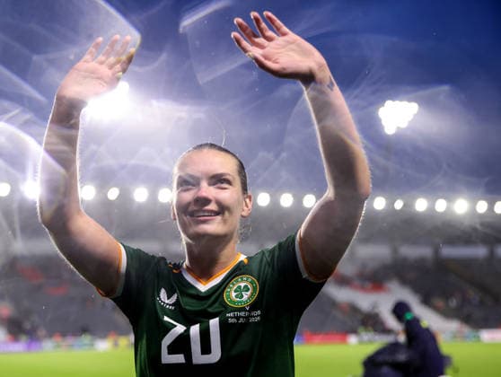 2027 FIFA Women s World Cup Qualifier, SuperValu Pairc Ui Chaoimh, Cork 5 6 2026 Republic of Ireland WNT vs The Netherlands Ireland s Saoirse Noonan celebrates after the game Saoirse Noonan celebrates after the game 5 6 2026  Copyright: x INPHO BenxBradyx BB1_0187