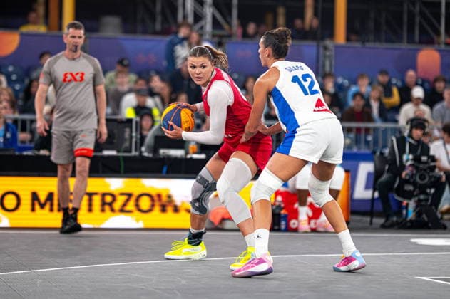 Warszawa 05.06.2026. 3x3 Basketball World Cup Day 5 in Warsaw, Poland. France - Czechia --- Mistrzostwa Swiata w koszykowce 3x3 Dzien 5 w Warszawie. Mecz Francja - Czechy Persons Shown : Katerina Galickova Laetitia Guapo Fot. Kai Taller Arena Akcji NEWSPIX.PL --- newspix.pl 