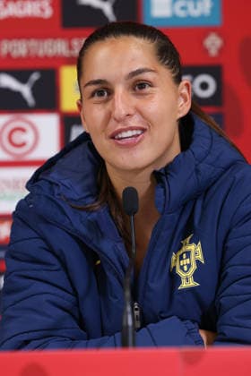 Francisca Kika Nazareth Portugal during the Press conference after the FIFA Women s World Cup Brazil 2027 Qualifiers League B, Group B3 Matchday 5 match between Portugal and Latvia at Estadio Antonio Coimbra da Mota on June 5, 2026, in Estoril, Portugal Copyright: JoaquimxFerreira