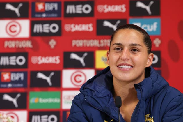 Francisca Kika Nazareth Portugal during the Press conference after the FIFA Women s World Cup Brazil 2027 Qualifiers League B, Group B3 Matchday 5 match between Portugal and Latvia at Estadio Antonio Coimbra da Mota on June 5, 2026, in Estoril, Portugal Copyright: JoaquimxFerreira