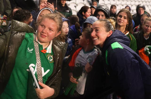 2027 FIFA Women s World Cup Qualifier, SuperValu Pairc Ui Chaoimh, Cork 5 6 2026 Republic of Ireland WNT vs The Netherlands Ireland s Megan Connolly with supporters after the game Megan Connolly with supporters after the game 5 6 2026  Copyright: x INPHO TomxMaherx MGS_9638