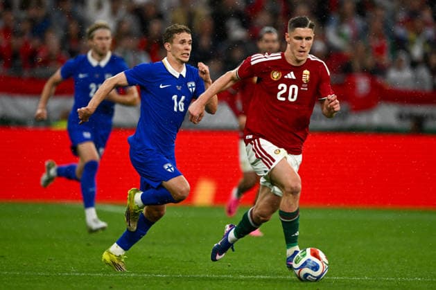 FOOTBALL - Friendly - Hungary vs Finland Photo by IPA ABACAPRESS.COM85364050 - Roland Sallai (Hungary) in action against Anssi Suhonen (Finland) during the UEFA friendly match between Hungary vs Finland, 5th June 2026 at the Puskas Arena, Budapest, Hungary Budapest Hungary  Copyright: xIPAxSport ABACAx