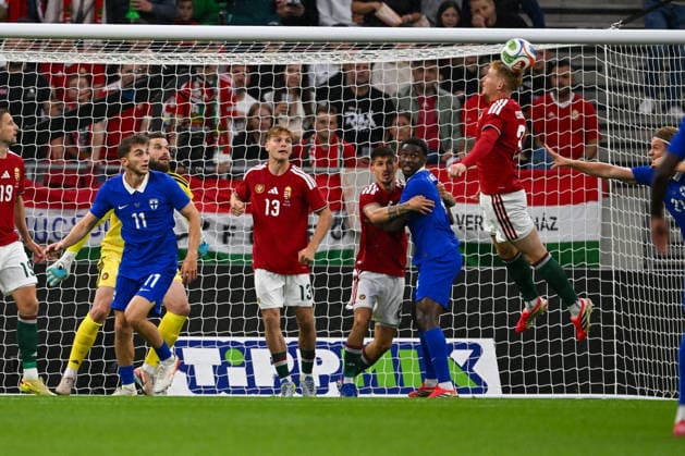 FOOTBALL - Friendly - Hungary vs Finland Photo by IPA ABACAPRESS.COM85363327 - Mark Csinger (Hungary) overhead kicks the ball during the UEFA friendly match between Hungary vs Finland, 5 June 2026 at the Puskas Arena, Budapest, Hungary Budapest Hungary  Copyright: xIPAxSport ABACAx