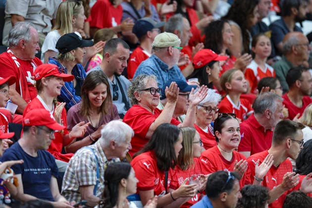 05 06 2026, Football, Womens World Cup Qualification Switzerland Malta, Lugano, AIL Arena Enthusiastic spectators in the new AIL Arena in Lugano Photo Urs Ottiger IMAGO Lugano AIL Arena Ticino Switzerland