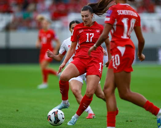 05 06 2026, Football, Womens World Cup Qualification Switzerland Malta, Lugano, AIL Arena Seraina Piubel 17, A Team Switzerland together with Sydney Schertenleib 10, A Team Switzerland very strong in attack Photo Urs Ottiger IMAGO Lugano AIL Arena Ticino Switzerland