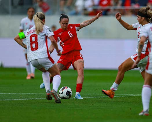 05 06 2026, Football, Womens World Cup Qualification Switzerland Malta, Lugano, AIL Arena Géraldine Reuteler 6, A Team Switzerland has another excellent scoring chance against the players of Malta Photo Urs Ottiger IMAGO Lugano AIL Arena Ticino Switzerland